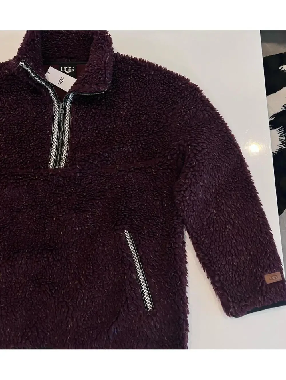 $178 UGG UGGbraid Confetti Half Zip Pullover Men's Size L Wild Grape